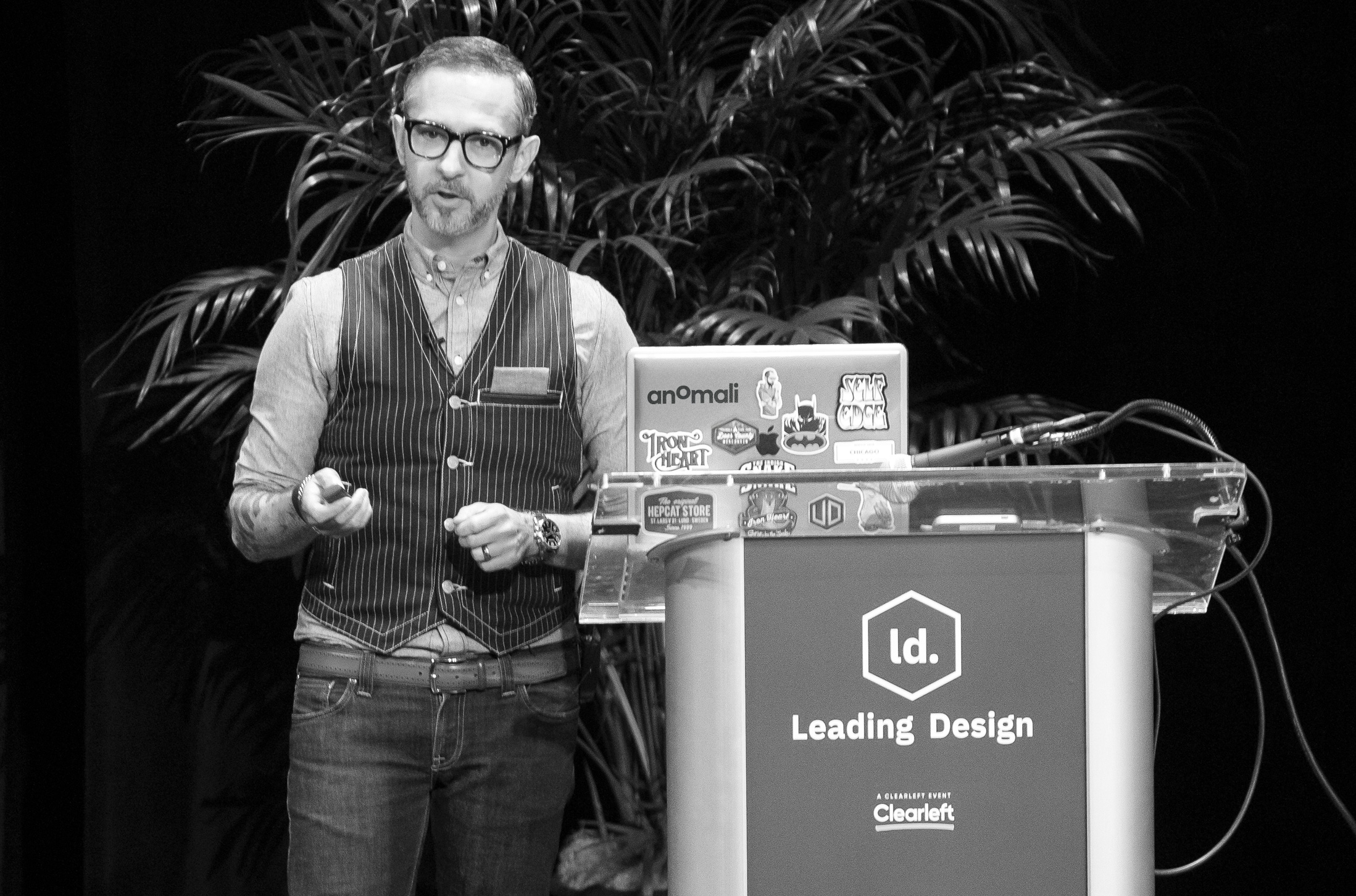 Justin Dauer speaking at the Leading Design Conference in New York